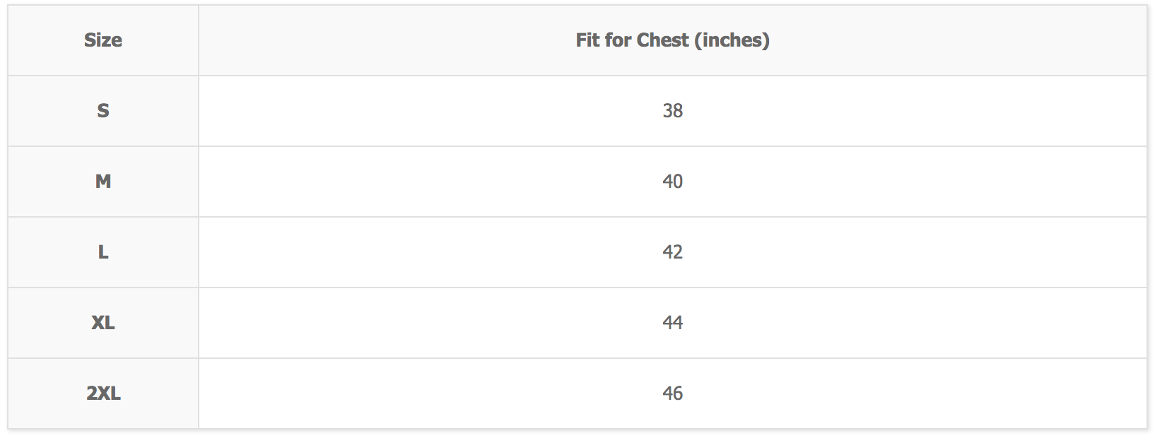 arino sando vest size chart