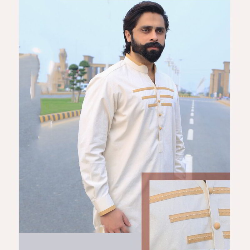 white designer kurta pak