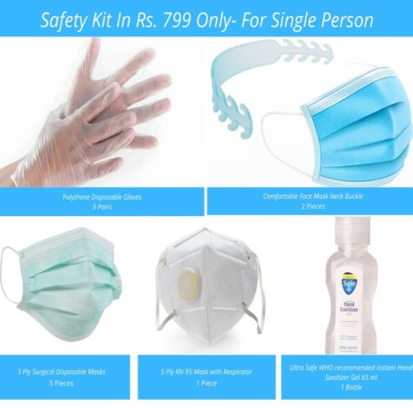 covid safety kit for single person pack of 19 items