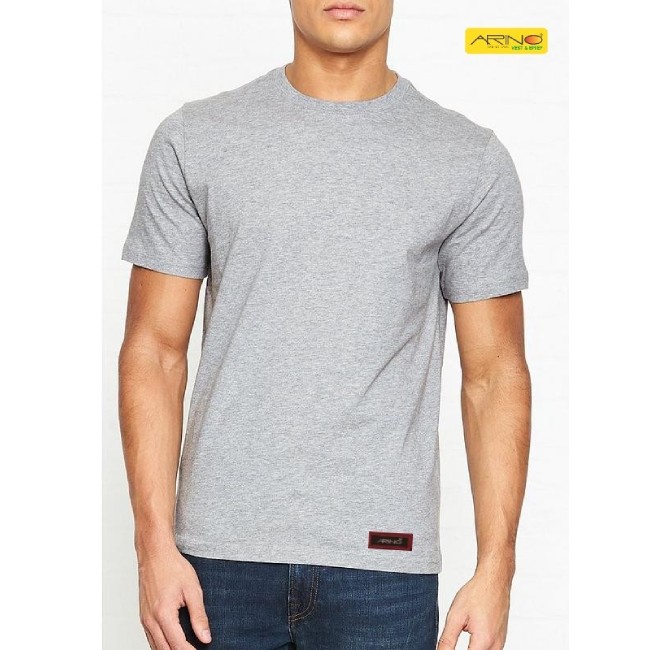 Arino Light Grey Crew Neck Cotton Comfort T-Shirt - House Of Calibre