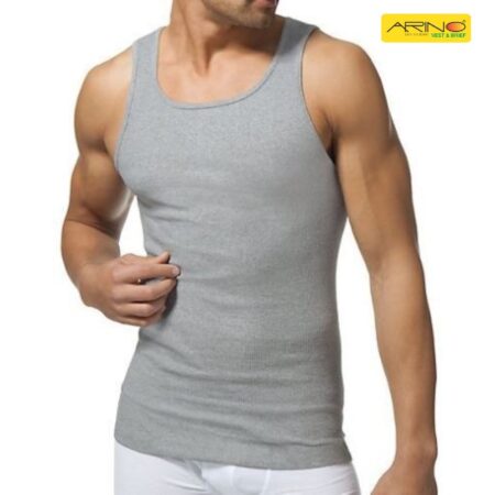 light grey export branded rib cotton vest