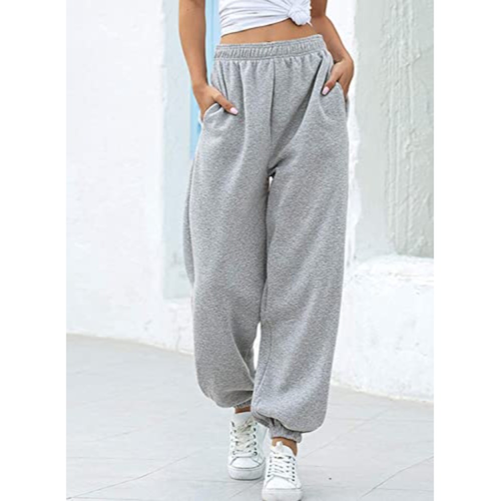 Unisex Baggy High Rise Warm Fleece Light Grey Winter Trouser - House Of  Calibre