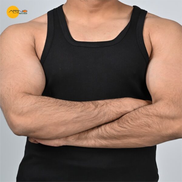 Arino Brand Black Self Stripped RIB Men Vest