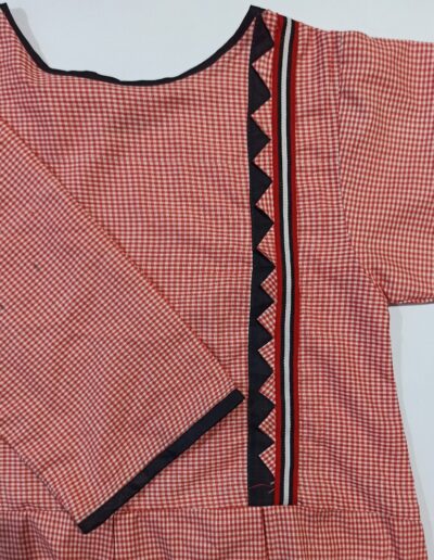 multi fold stitch red & black short frock