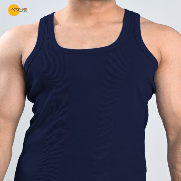 Self Stripped RIB Stretchable Cotton Navy Blue Vest