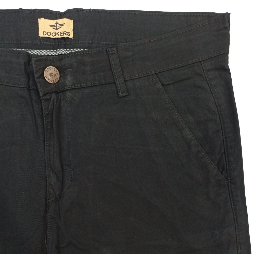 Dockers Dark Grey Slim Fit Office Semi Formal Cotton Jeans - House Of ...