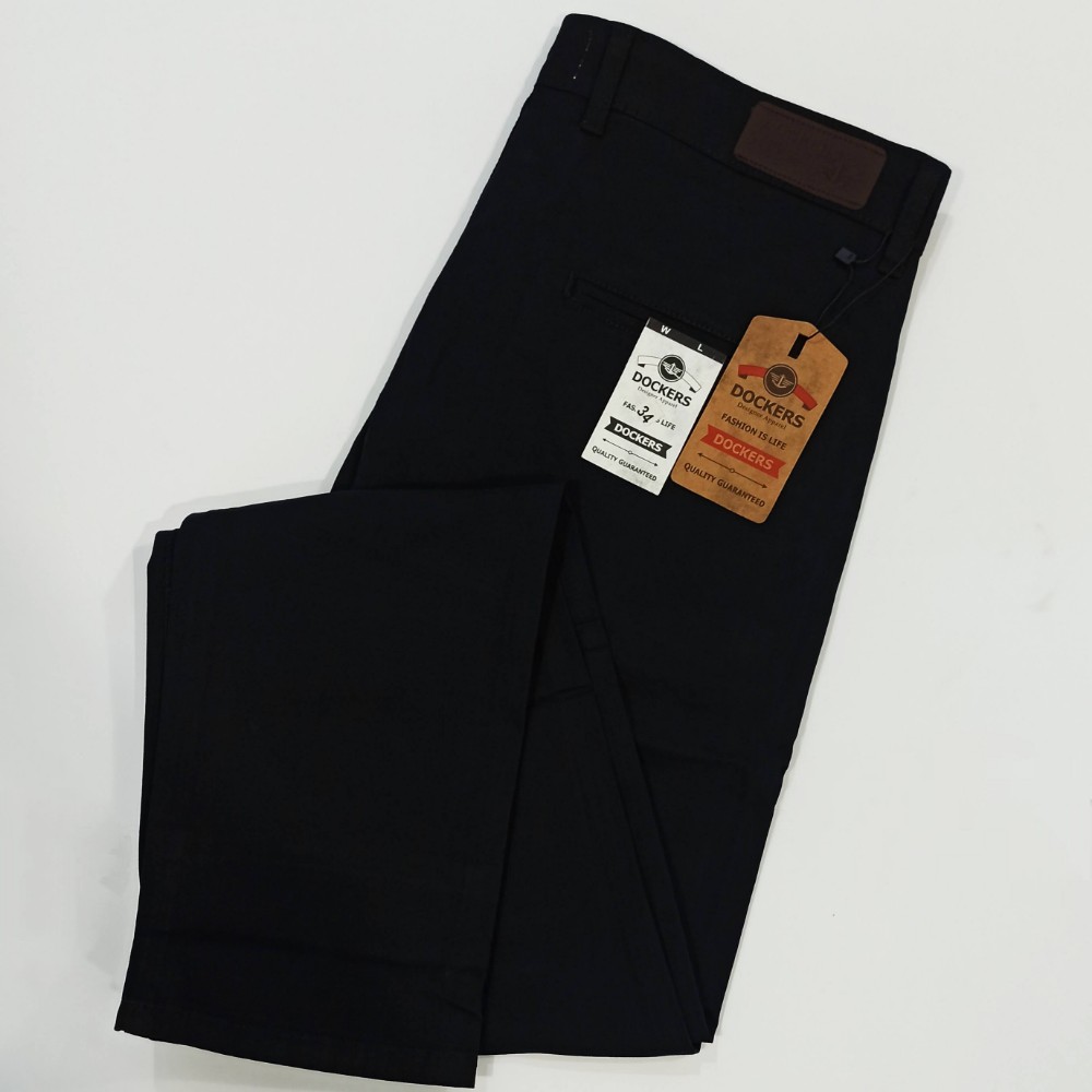 Dockers Solid Black Slim Fit Office Formal Cotton House Of Calibre