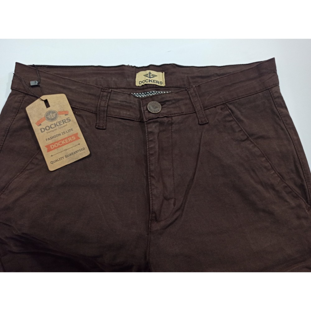 Dockers Dark Rust Brown Slim Fit Office Semi Formal Cotton Jeans ...