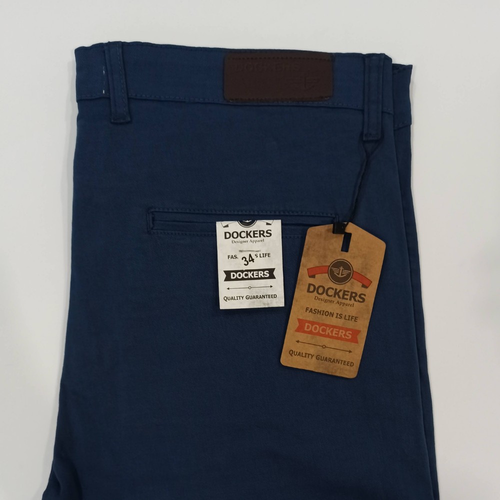 Dockers Blue Slim Fit Office Semi Formal Cotton Jeans - House Of Calibre