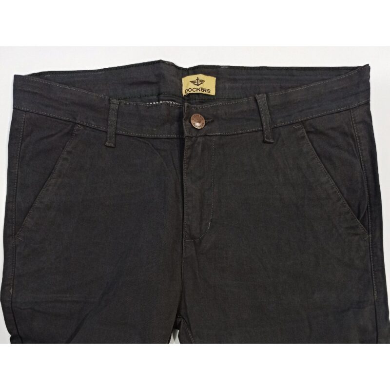 Dockers Dark Grey Slim Fit Office Semi Formal Cotton Jeans - Image 4