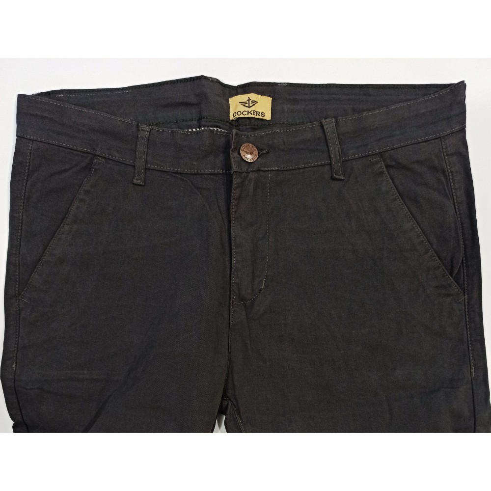 Dockers Dark Grey Slim Fit Office Semi Formal Cotton Jeans - Image 4