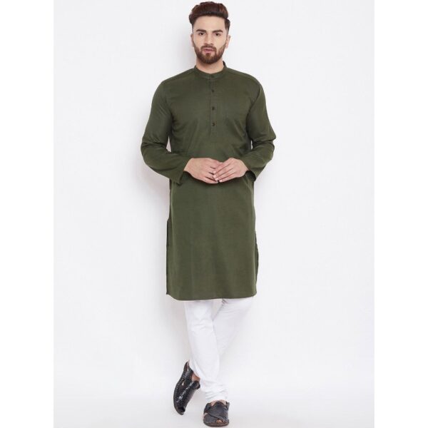 17 flag green wash and wear men kurta suit- thin ban- open cuff- one left chest pocket & one side pocket- Four season addition to closet- 2299
