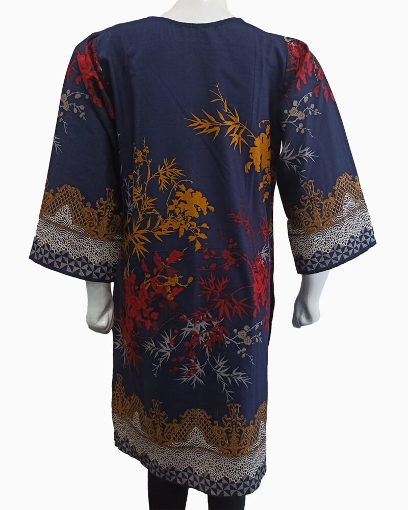 Digital Leaf Print Designer Lawn Kurti - Image 2