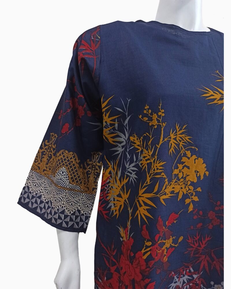Digital Leaf Print Designer Lawn Kurti - Image 3