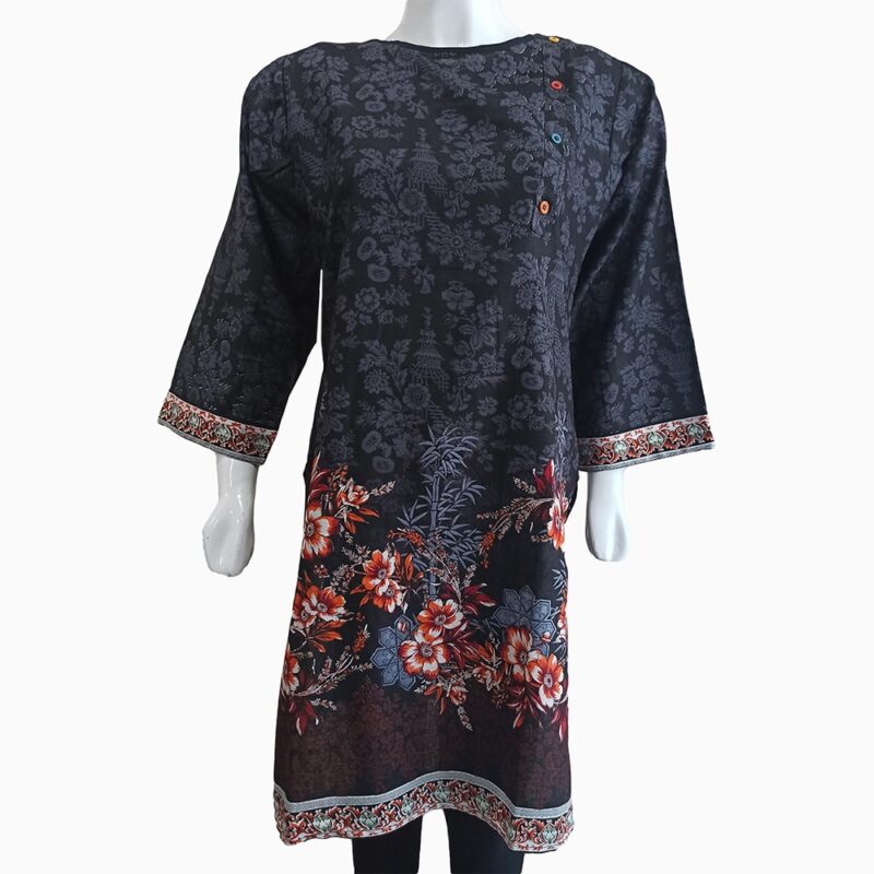 black-lawn-kurti-flower-design-1