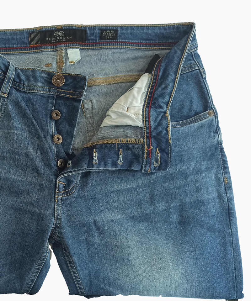 Cross Hatch Slim Fit Light Blue Environment Friendly Stretchable Denim Pants - Image 5