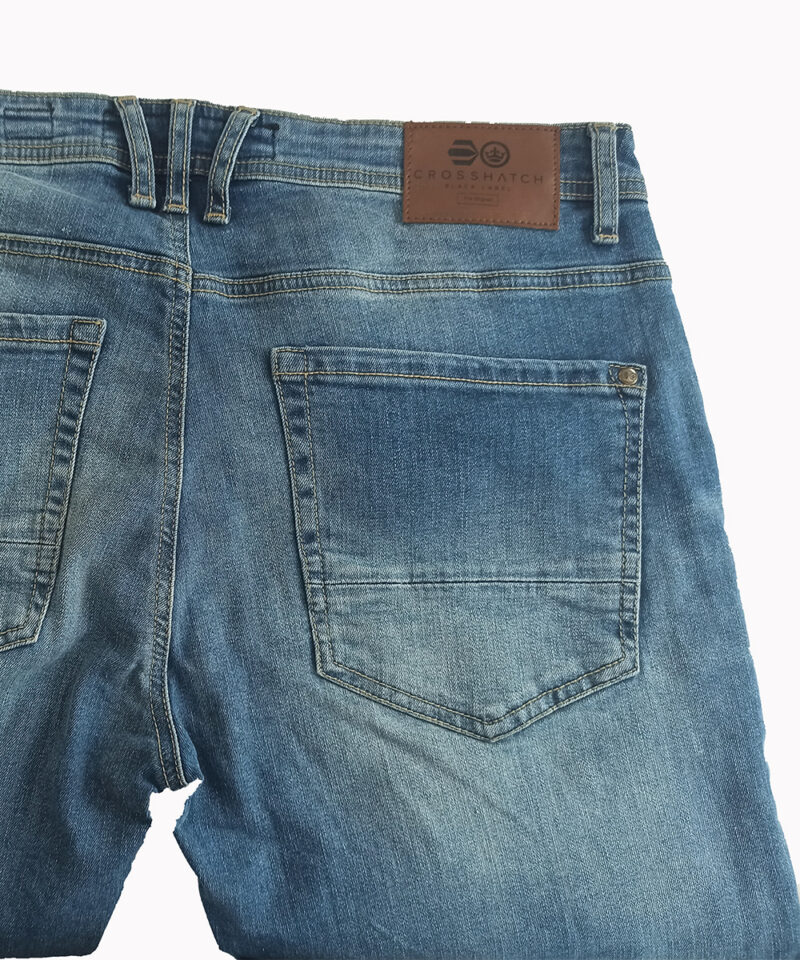 Cross Hatch Slim Fit Light Blue Environment Friendly Stretchable Denim Pants - Image 7