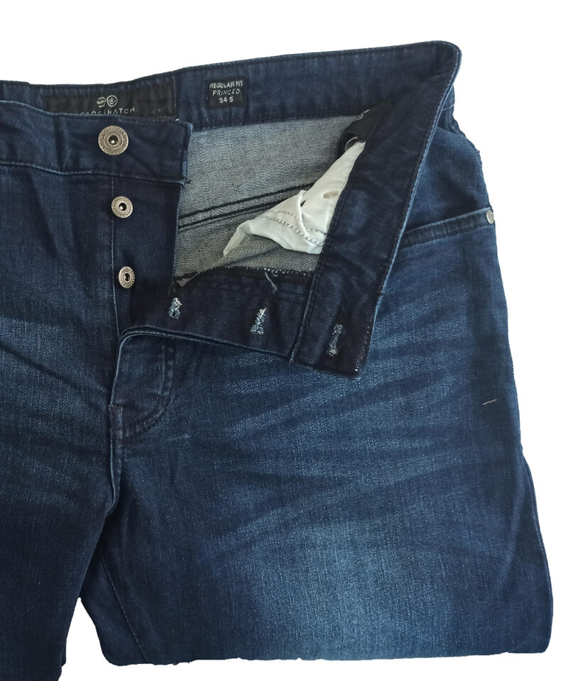 Cross Hatch Straight Fit Indigo Blue Eco-Friendly Stretchable Denim Pants - Image 5