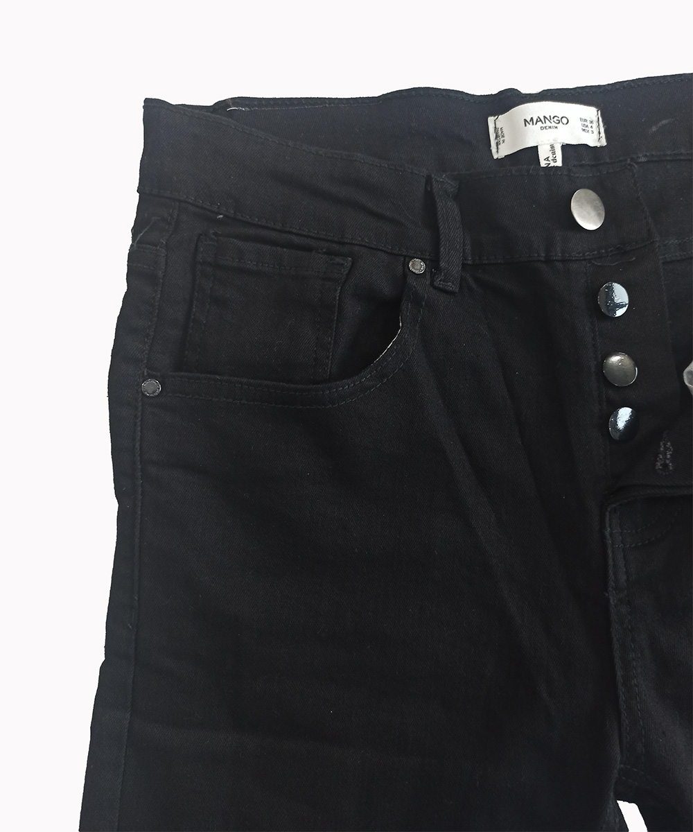 Mango Authentic Black Slim Fit Denim Pants - House Of Calibre