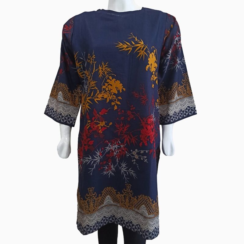 Digital Leaf Print Designer Lawn Kurti