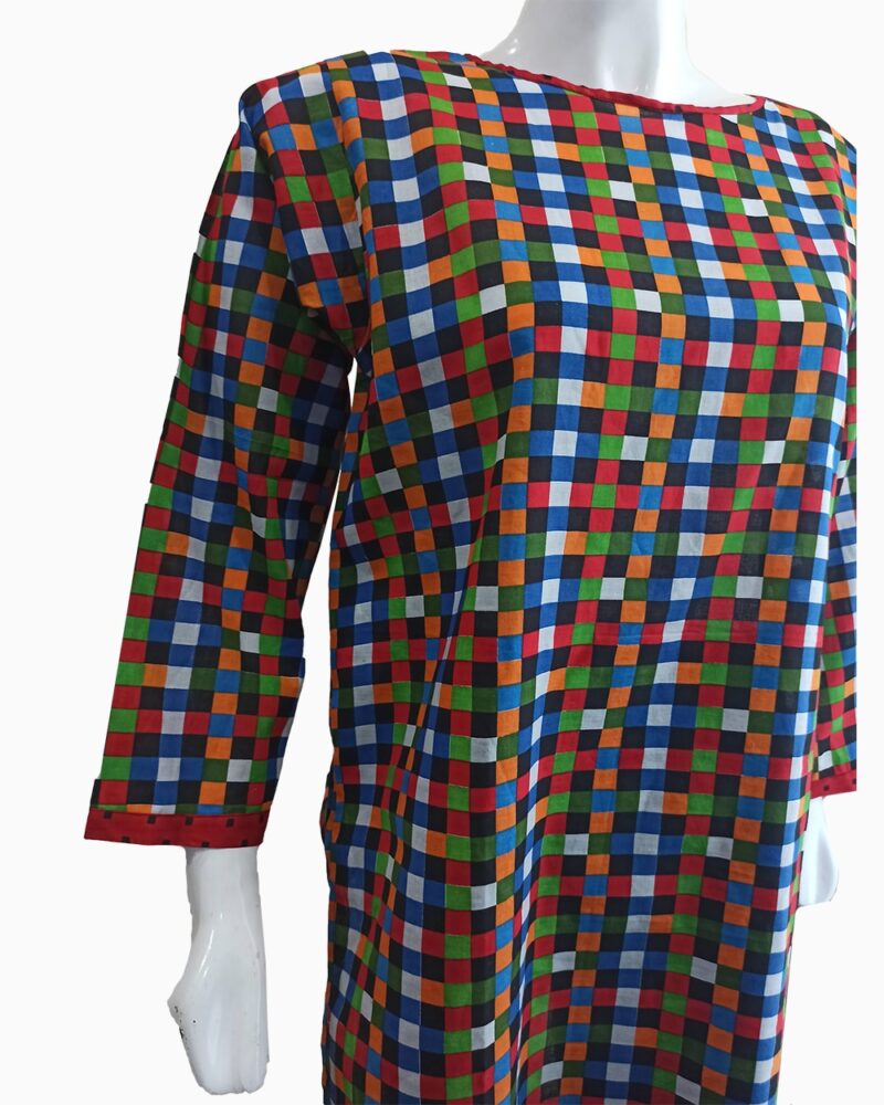 Multi Color Check Pattern Lawn Kurti - Image 3