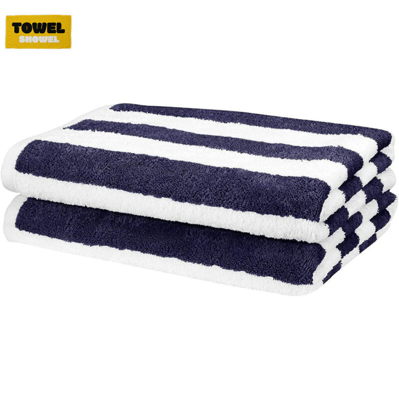 Stripped Navy Blue & White Combed Cotton Towel