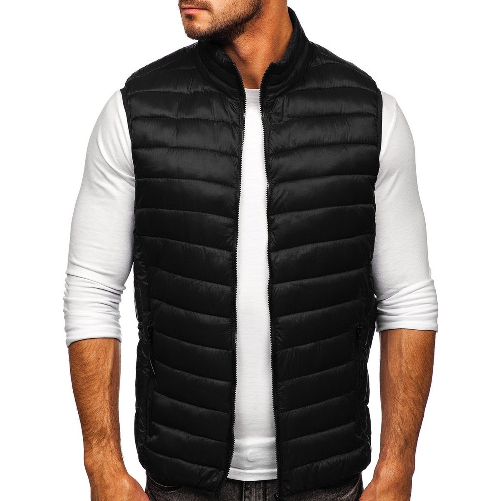 Quilted Puffer Black Gilet Sleeveless Body Fit Jacket - House Of Calibre