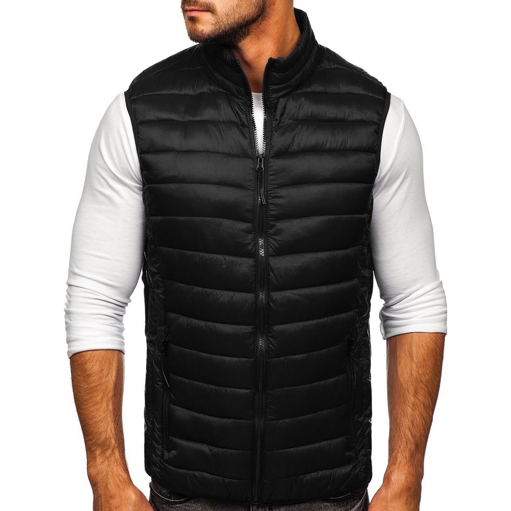 Quilted Puffer Black Gilet Sleeveless Body Fit Jacket - House Of Calibre