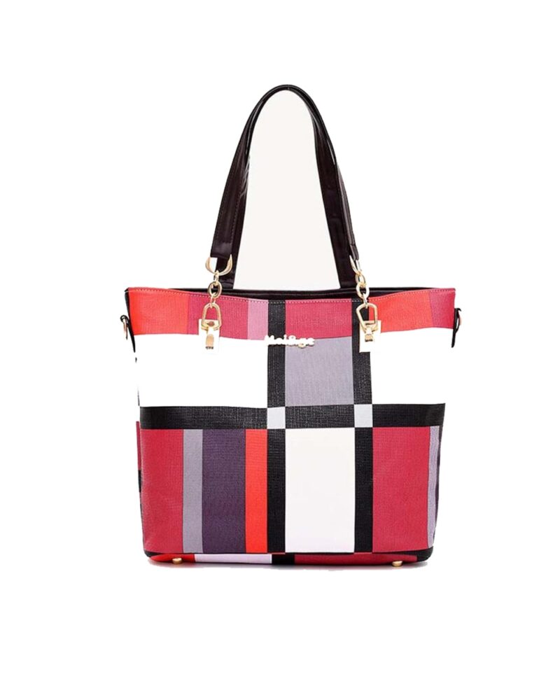 Black & White Checked Design 6 Piece Women Handbag Set - Image 5