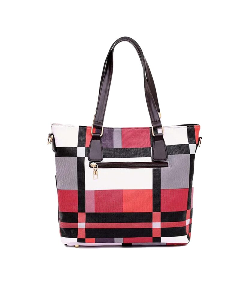 Black & White Checked Design 6 Piece Women Handbag Set - Image 4
