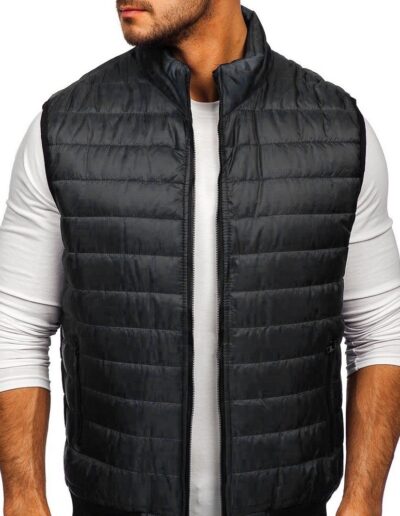Dark Grey Puffer Vest Quilted Jacket