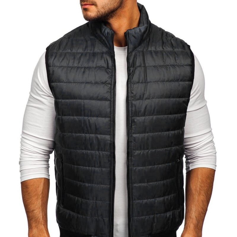 Dark Grey Puffer Vest Quilted Jacket