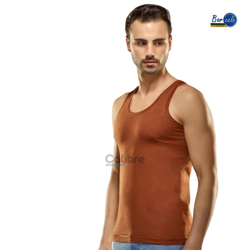 Dark Brown Plain RIB Stretchable Body Builder Vest