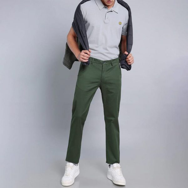 Olive Green Cotton Chino Pants