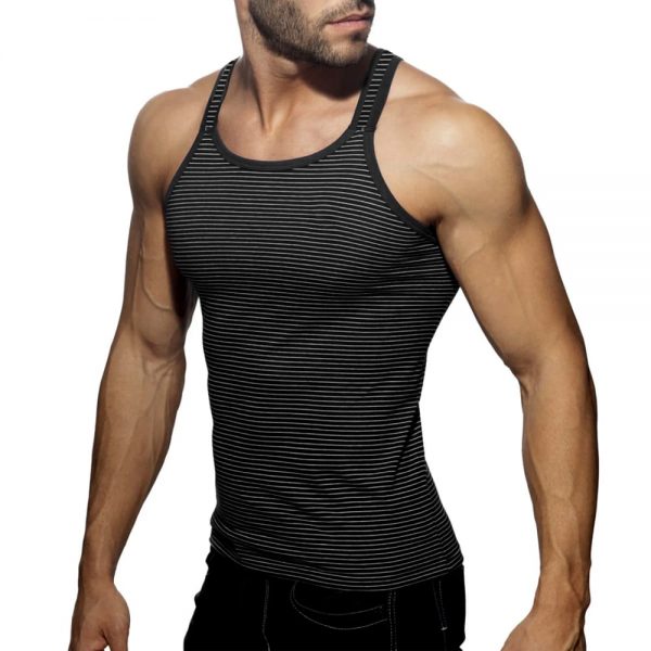 Stripe Men Body Fit Gym Tanktop Muscle Fit Vest
