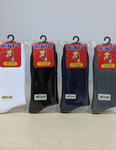 Kids Long School-Black-Grey-White-NanyBlue-Cotton-Minto-Socks