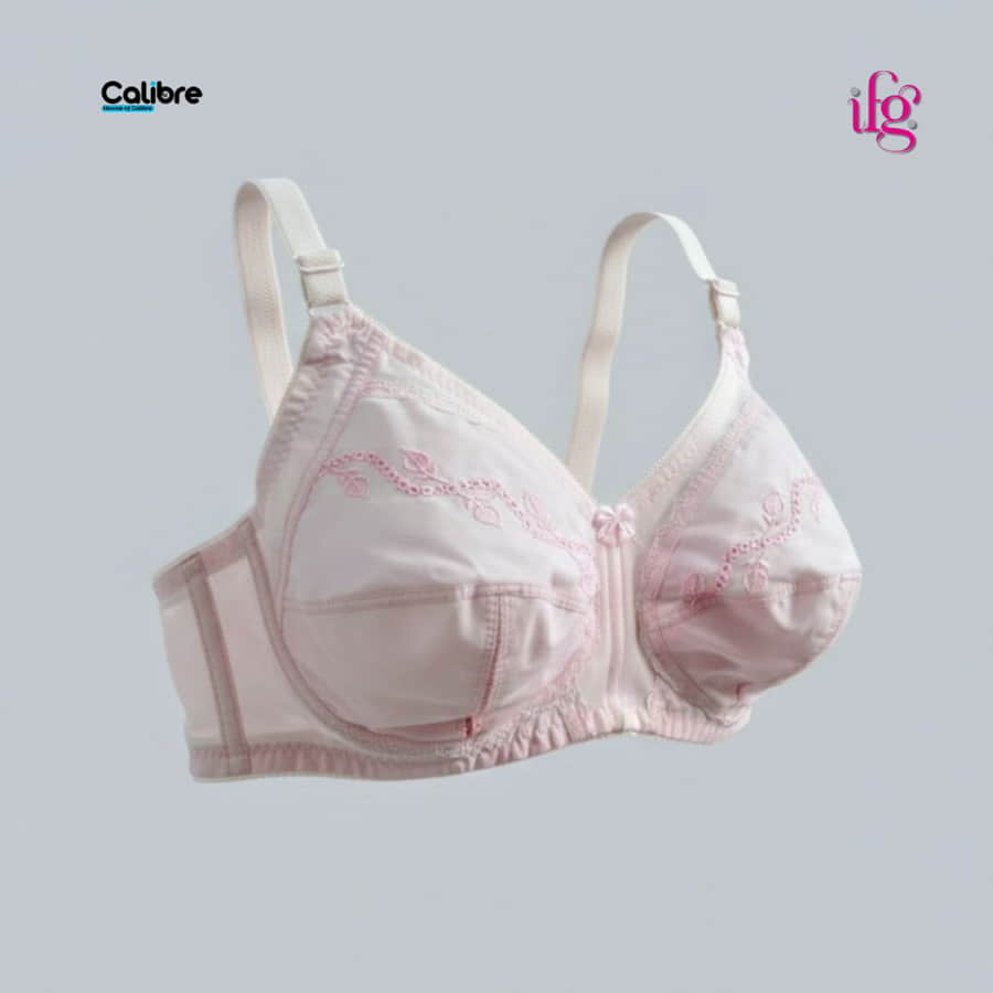 Damzel IFG Mild Pink Cotton Bra – Embroidered Punch Hole Women Undergarments & Girls Cotton Underwear