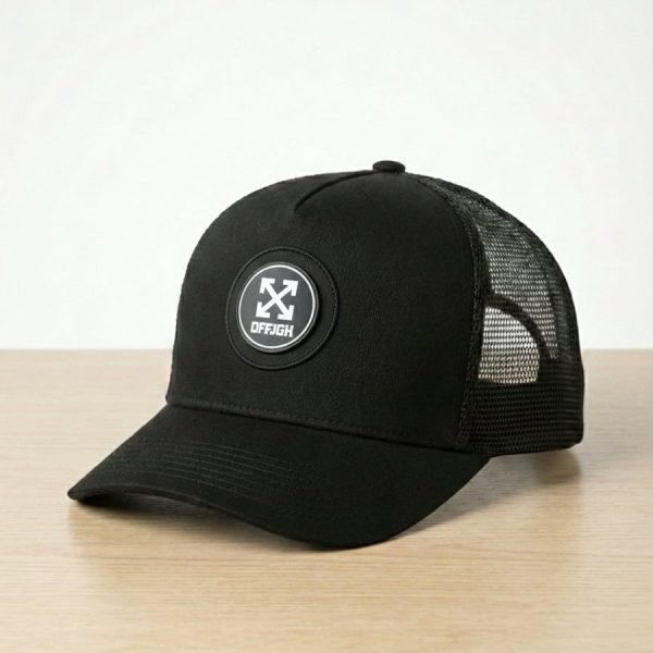 Trendy -Black - Trucker - Mesh - Net - Stuffed - Quilted - Foamy - Cap